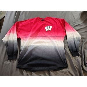 Spirit Jersey Wisconsin Badgers‎ Mens Small Red White Blue Tye Dye Long Sleeve